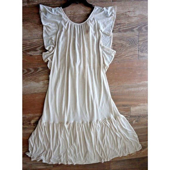 Free People Beach OB1733779 Women's Sz M Oatmeal Terrazo Linen Blend Maxi Dress - Picture 7 of 14